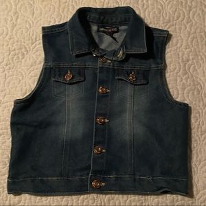Limited Too Girls Jean Vest with Copper Bling Button Front